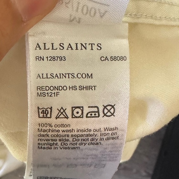 AllSaints Men's Redondo Hs Shirt Half Sleeves 100% Cotton Button Down Sz M - Picture 8 of 8
